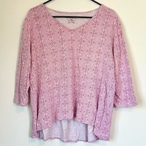Chico’s Pink Medallion Tiles The Ultimate Tee Printed Top - Size 3